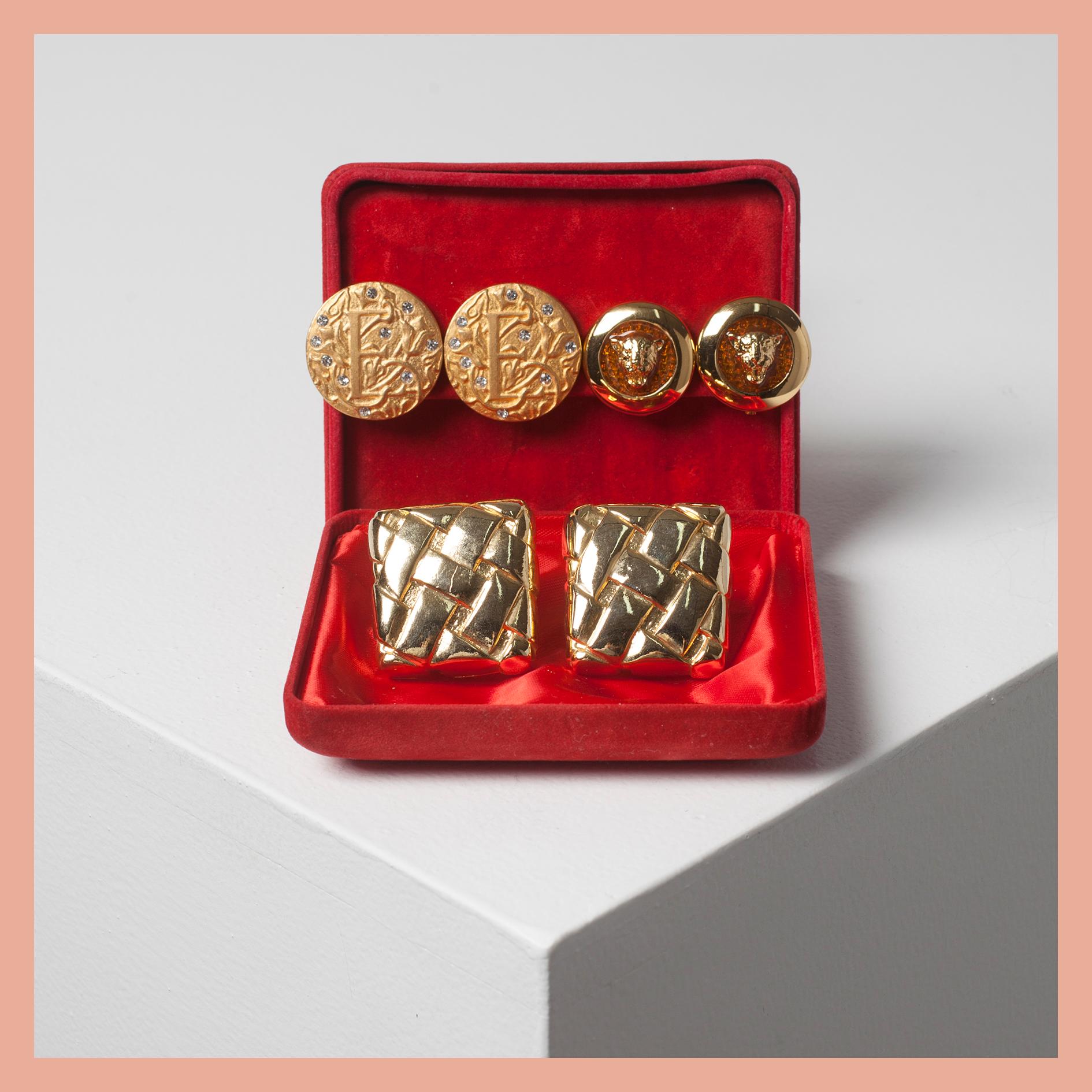 EARRINGS, 3 pair, Escada.