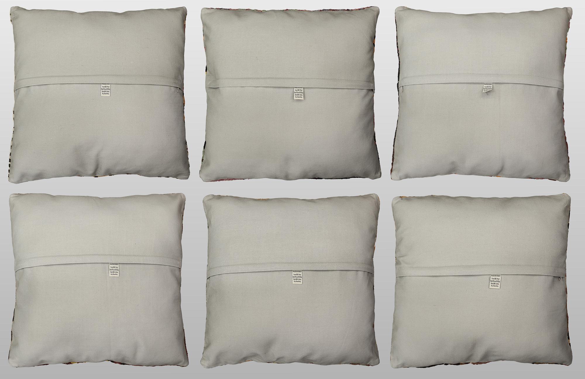 Cushion covers, 6 pcs, Kelim, older Anatolian fragments.