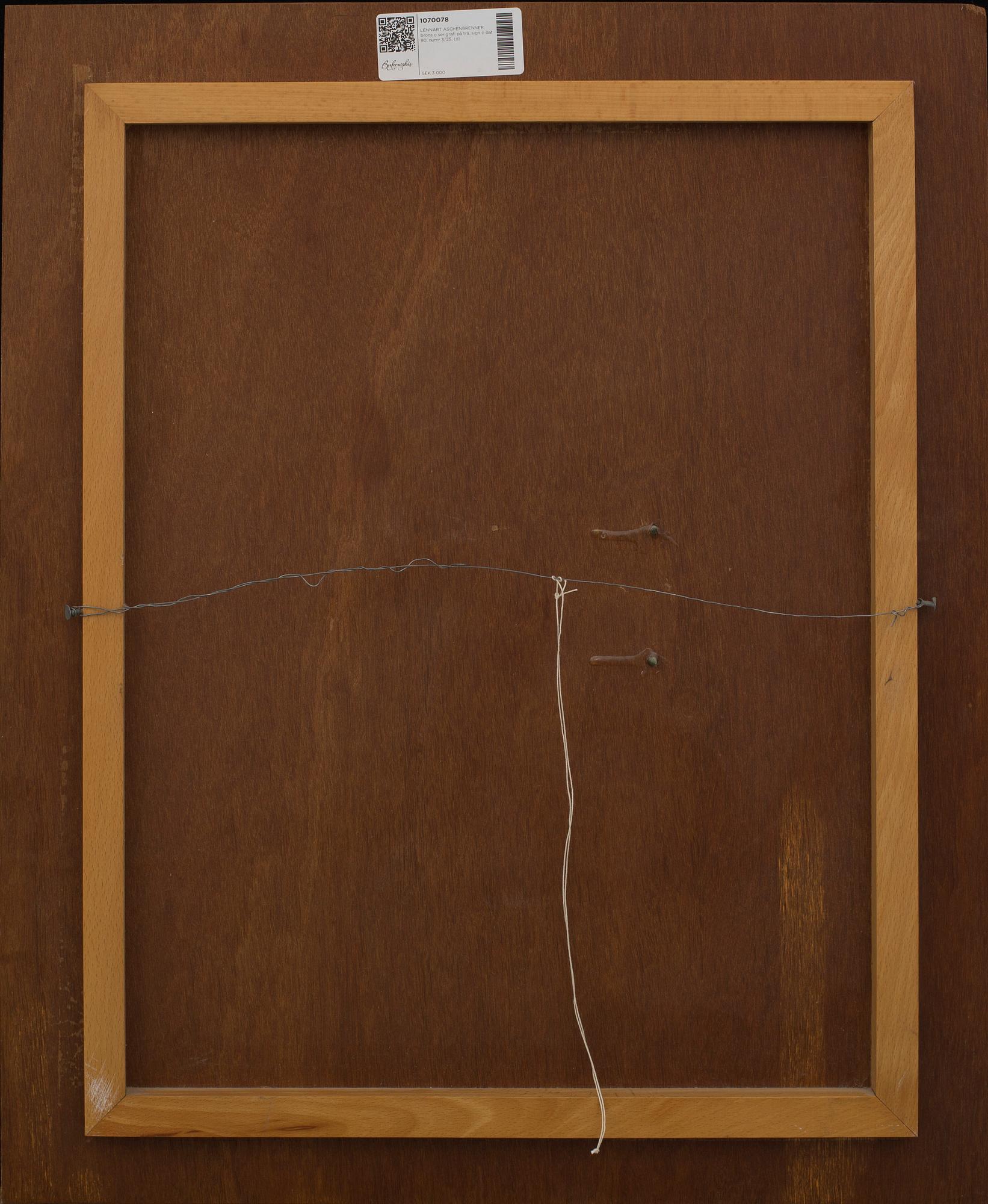 LENNART ASCHENBRENNER, brons o serigrafi på trä, sign o dat 90, numr 3/25.