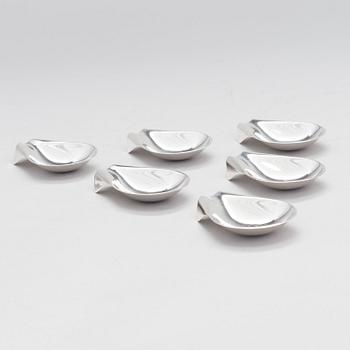 TAPIO WIRKKALA, A set of six silver ashtrays, marked TW, Kultakeskus, Hämeenlinna, Finland 1961-64.