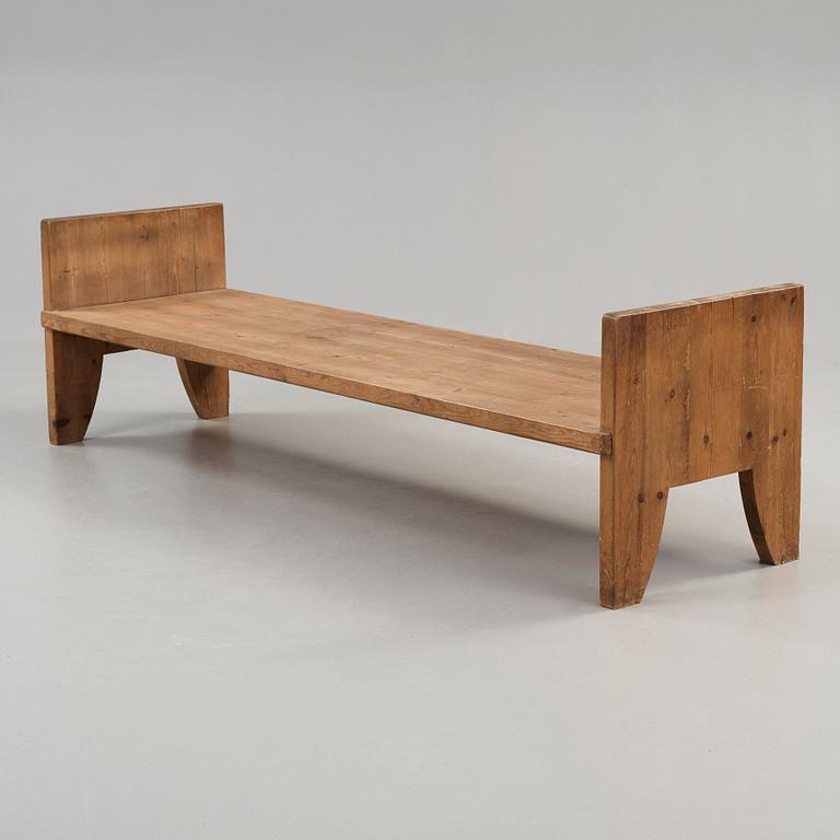 A stained pine daybed possibly by Axel Einar Hjorth, Nordiska Kompaniet, Sweden ca 1930.