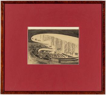 FASADER/INTERIÖRER, 4 st, akvareller, 1900-tal.