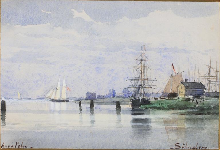 ANNA PALM DE ROSA, akvarell med täckvitt, sign.