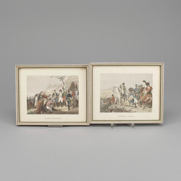 GRAVYRER, 4 st, handkolorerade, 1800-tal.