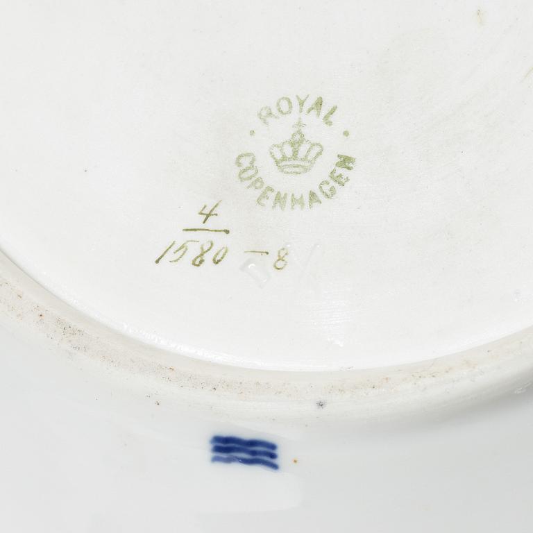 Royal Copenhagen, a 'Saxon Flower' basket on stand, Denmark, 1889-1922.