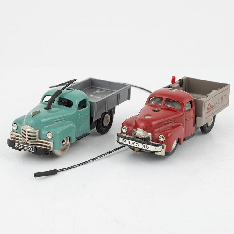 A set of eight toy cars, mostly Schuco, 20th century.