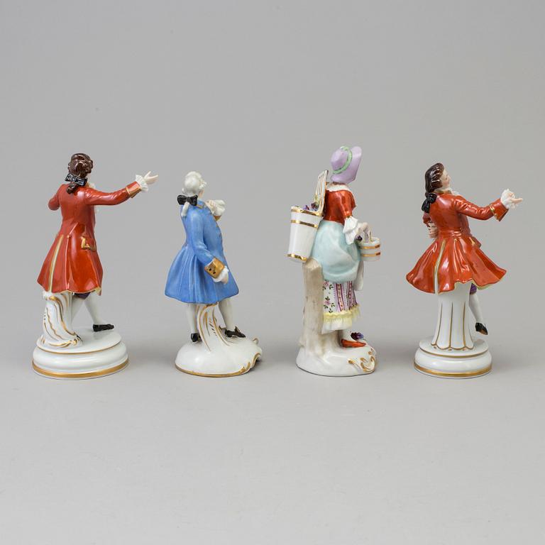 A group of four German porcelain figurines, 20th Century.