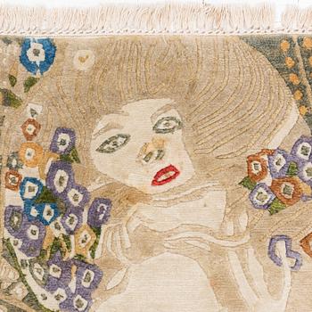 Gustav Klimt, after, a tufted rug, 'Wasserschlangen II', c. 164 x 81 cm.