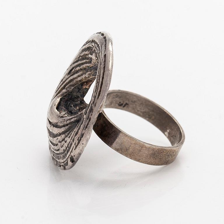 Helky Juvonen, armband och ring, silver, 1970-tal.