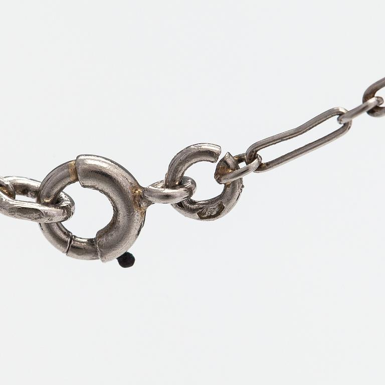 Halsband, silver, syntetisk spinell och gammalslipade diamanter ca 3.00 ct tot. Sent 1800-tal.