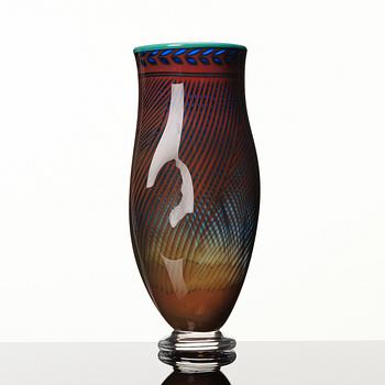 Gunnar Cyrén, a 'graal' glass vase, Orrefors, Sweden 1989.