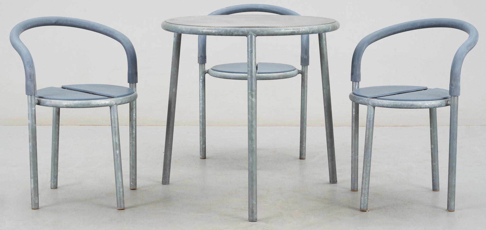 TRÄDGÅRDSMÖBEL, 4 delar, "Pelikan" för Fritz Hansen, 1991.