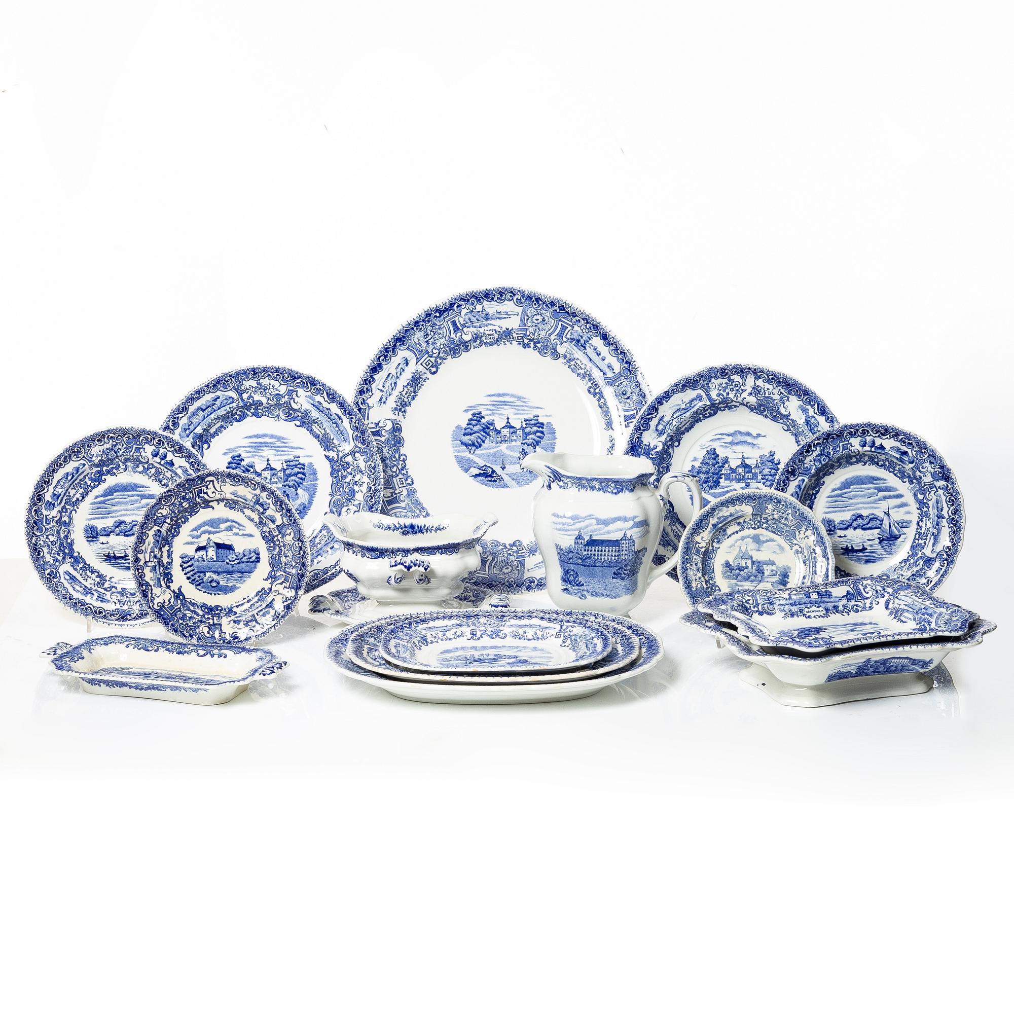 Matservis, 87 delar, flintgods, "Svenska slott", Rörstrand.