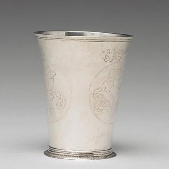 A Swedish early 18th century silver beaker, mark of Christian Dalbeck, Kristianstad 1716.