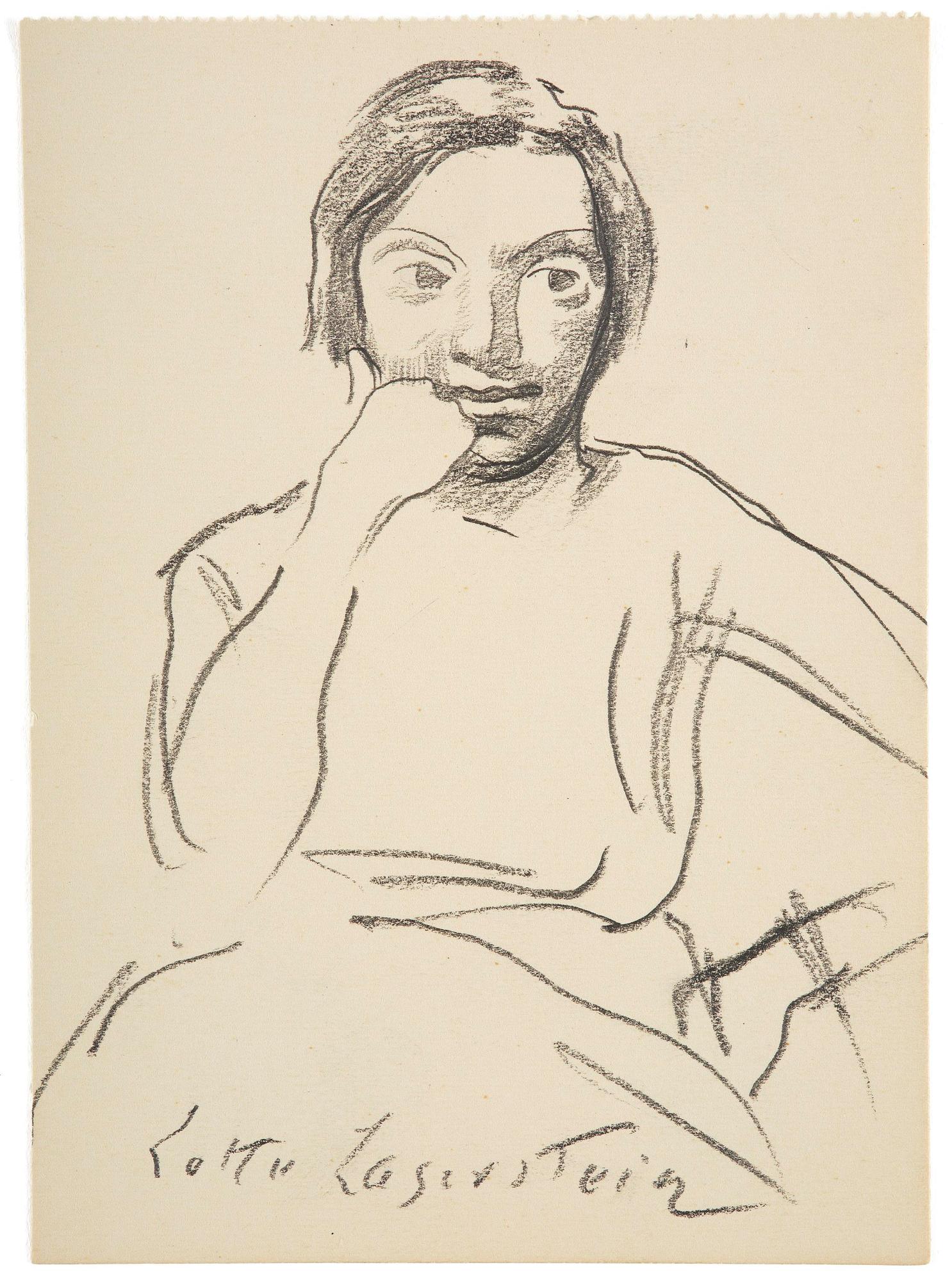 Lotte Laserstein, Seated woman from the front.