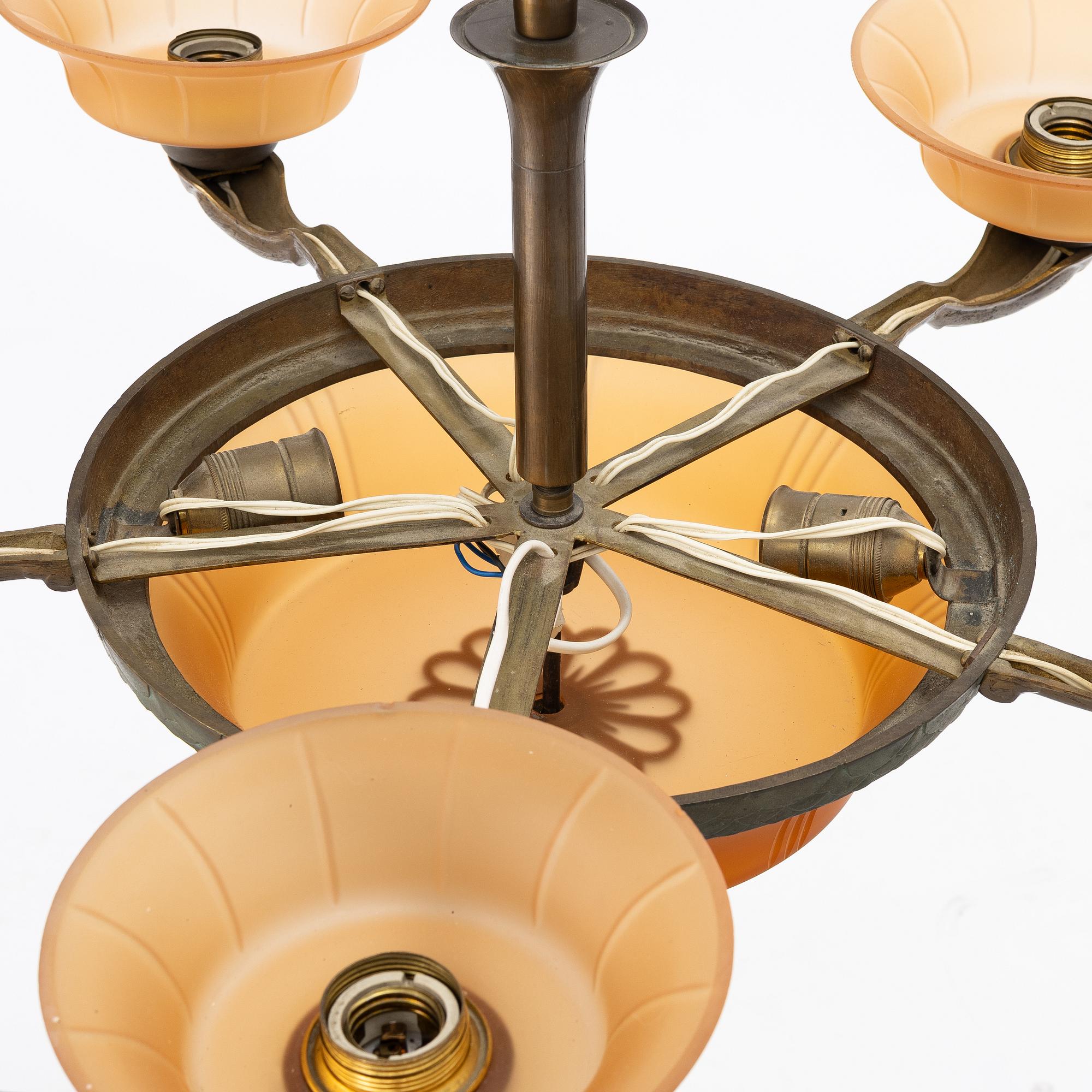 Malmö Metallvarufabrik, attributed to, a ceiling lamp, 1930s.