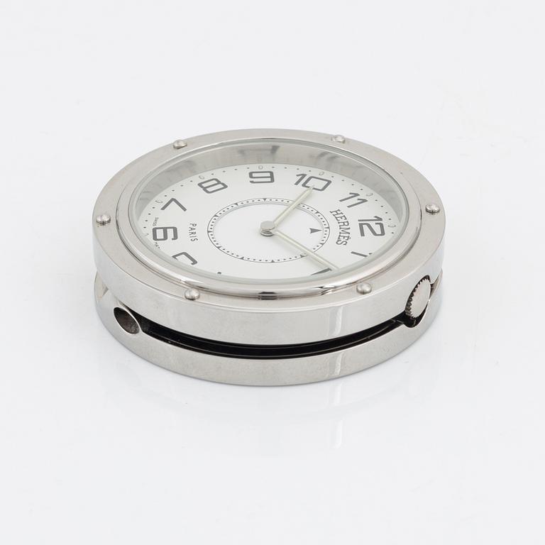 Hermès, a stainless steel 'Clipper alarm clock'.