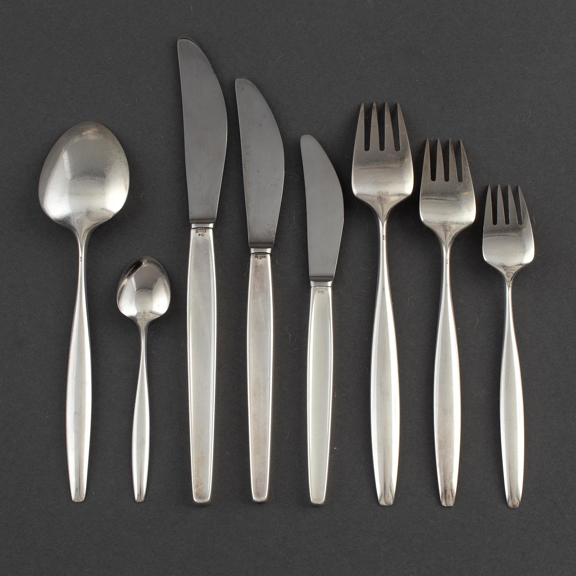 TIAS ECKHOFF, a 47-piece 'Cypress' sterling silver cutlery set from Georg Jensen, Denmark.