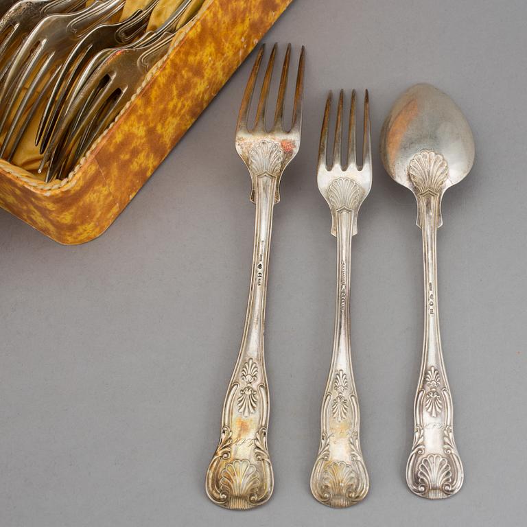BESTICK, 17 stycken, silver, CG Hallberg, Stockholm, bland annat 1914. Vikt ca 869g.