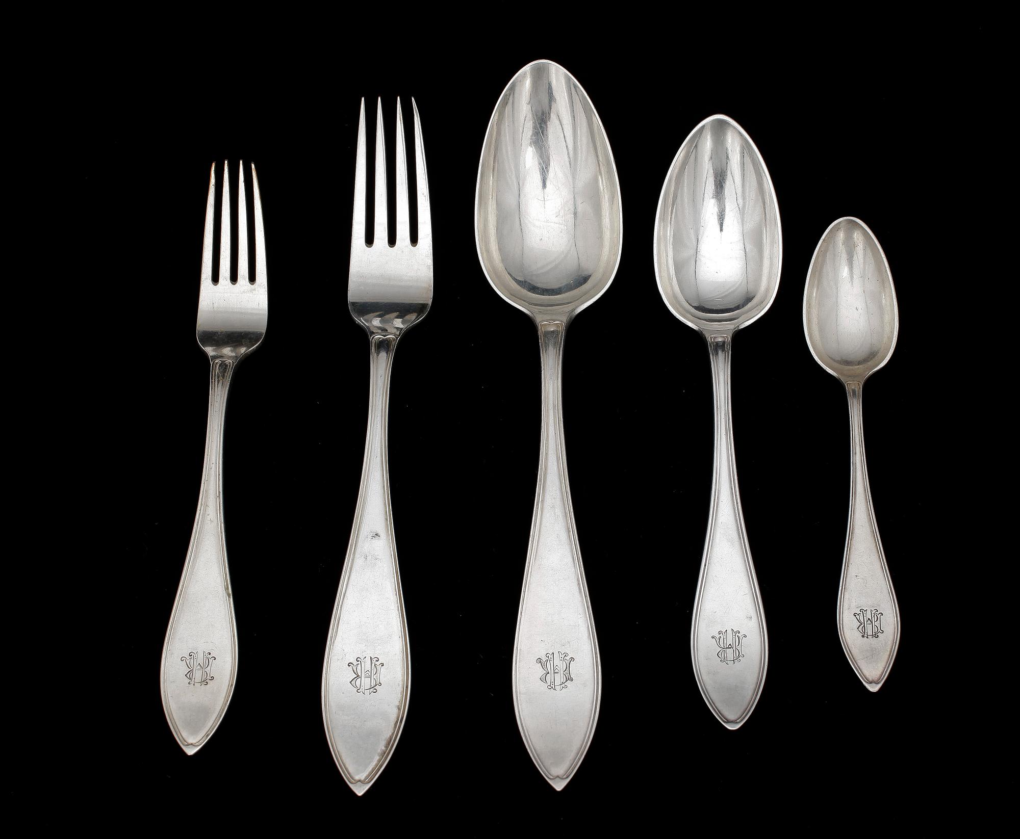 BESTICK, 28 delar, silver, Silvervarufabriken, J Grönroos, Kristianstad, 1933. Totalvikt 1461 g.