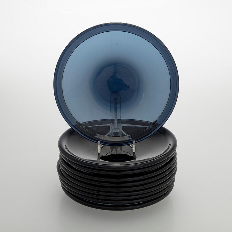 Timo Sarpaneva, tallrikar, 10 st, "Bandkant", signerade Timo Sarpaneva Iittala -57.