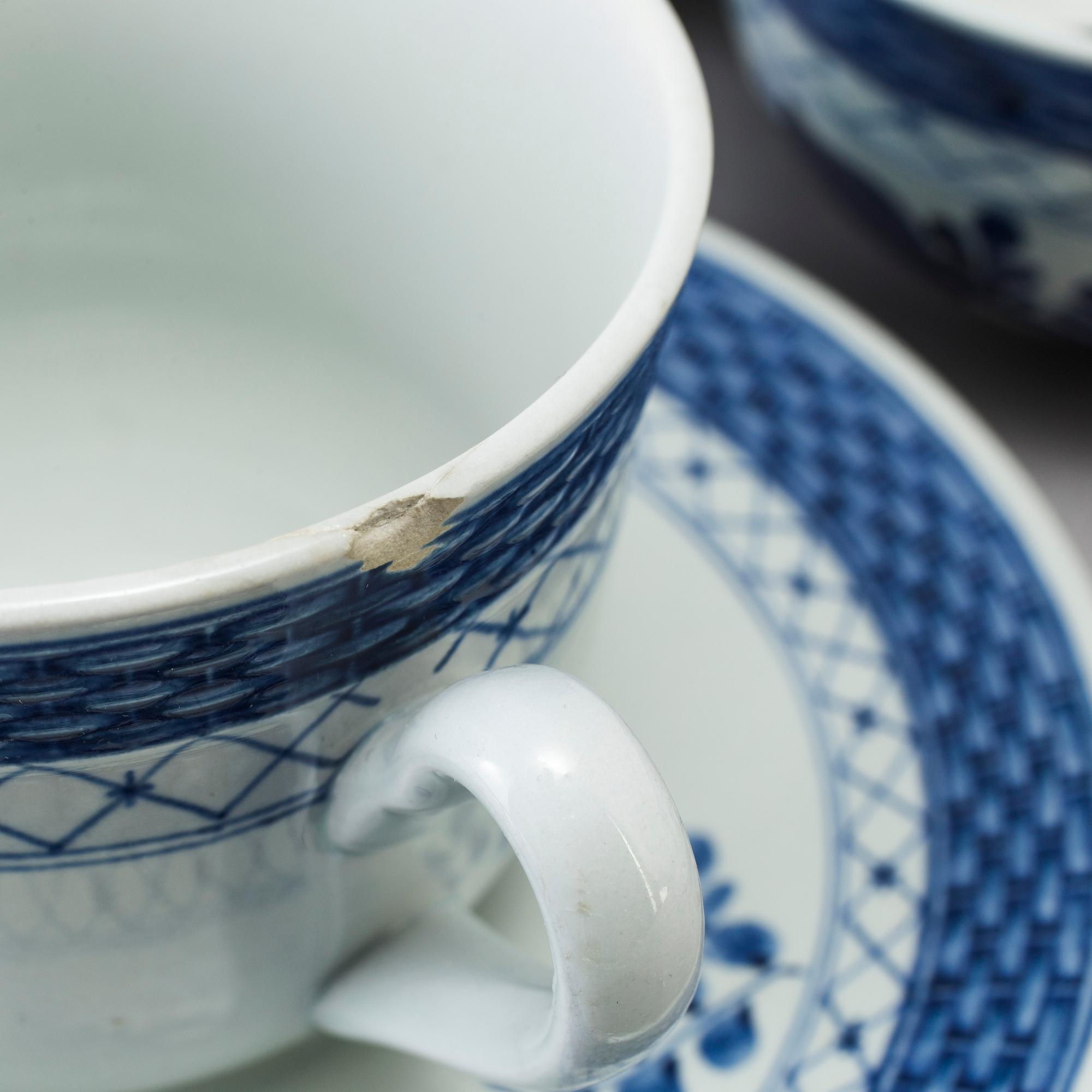 KAFFESERVIS, 10 delar, porslin, "Tranquebar", Aluminia och Royal Copenhagen.