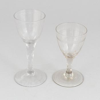 A set of ten glasses, ca 1800.