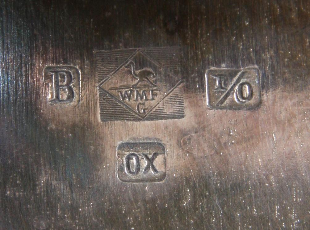 KAFFESERVIS, 3 del, vitmetall, WMF, jugend 1900-talets första hälft.