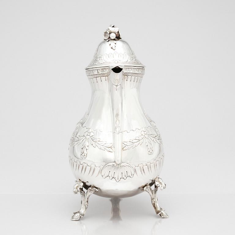 A Swedish 18th century silver coffee-pot, mark of Jacob Lampa, Stockholm 1777.