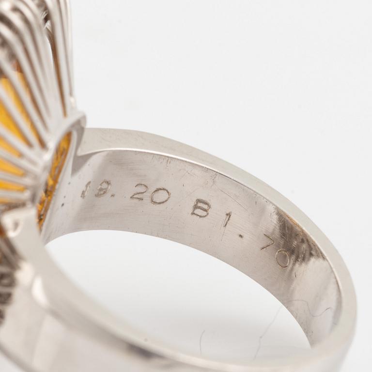 Citrine and brilliant cut diamond cocktail ring.