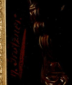 EDOUARD VON GRÜTZNER, kopior efter, ett par, olja på pannå.