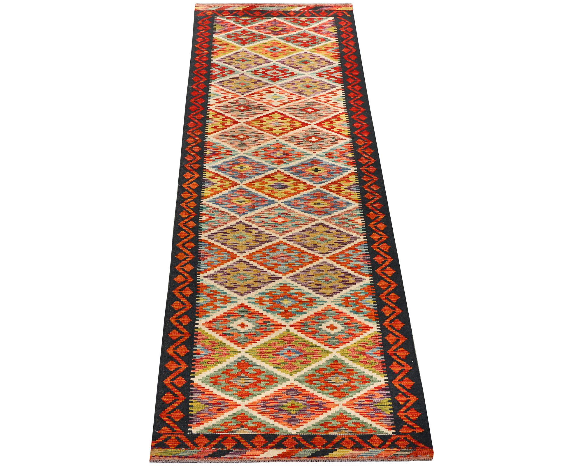 Gallerimatta, Kelim, ca. 403 x 82 cm.
