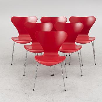 Arne Jacobsen, chairs, 6 pcs, "The Seven", Fritz Hansen, Denmark.