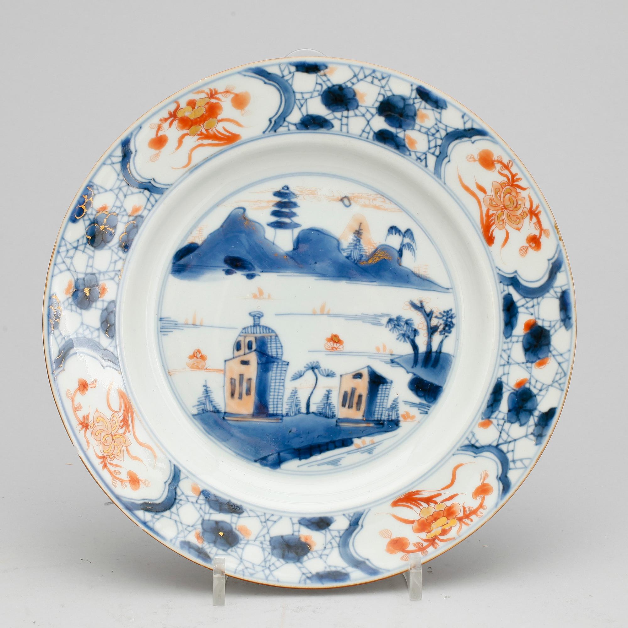 TALLRIKAR, 6 st, porslin, Kina 1700-tal.