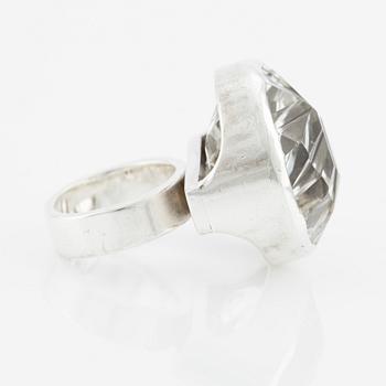 Claës Giertta, ring, silver with rock crystal, Stockholm 1973.