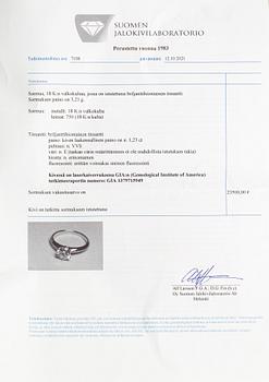 An 18K white gold ring with a ca 1.23 ct brilliant-cut diamond. With GIA certificate.