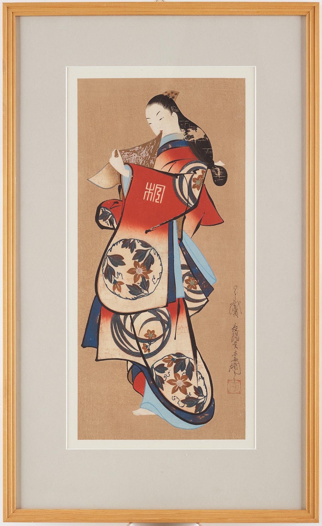 KAIGETSUDO (CHOYODO) ANCHI (act. 1711-36), efter, färgträsnitt. Japan, 1800-tal.