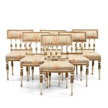 61. A set of 6 late Gustavian chairs attributed to E Öhrmark.