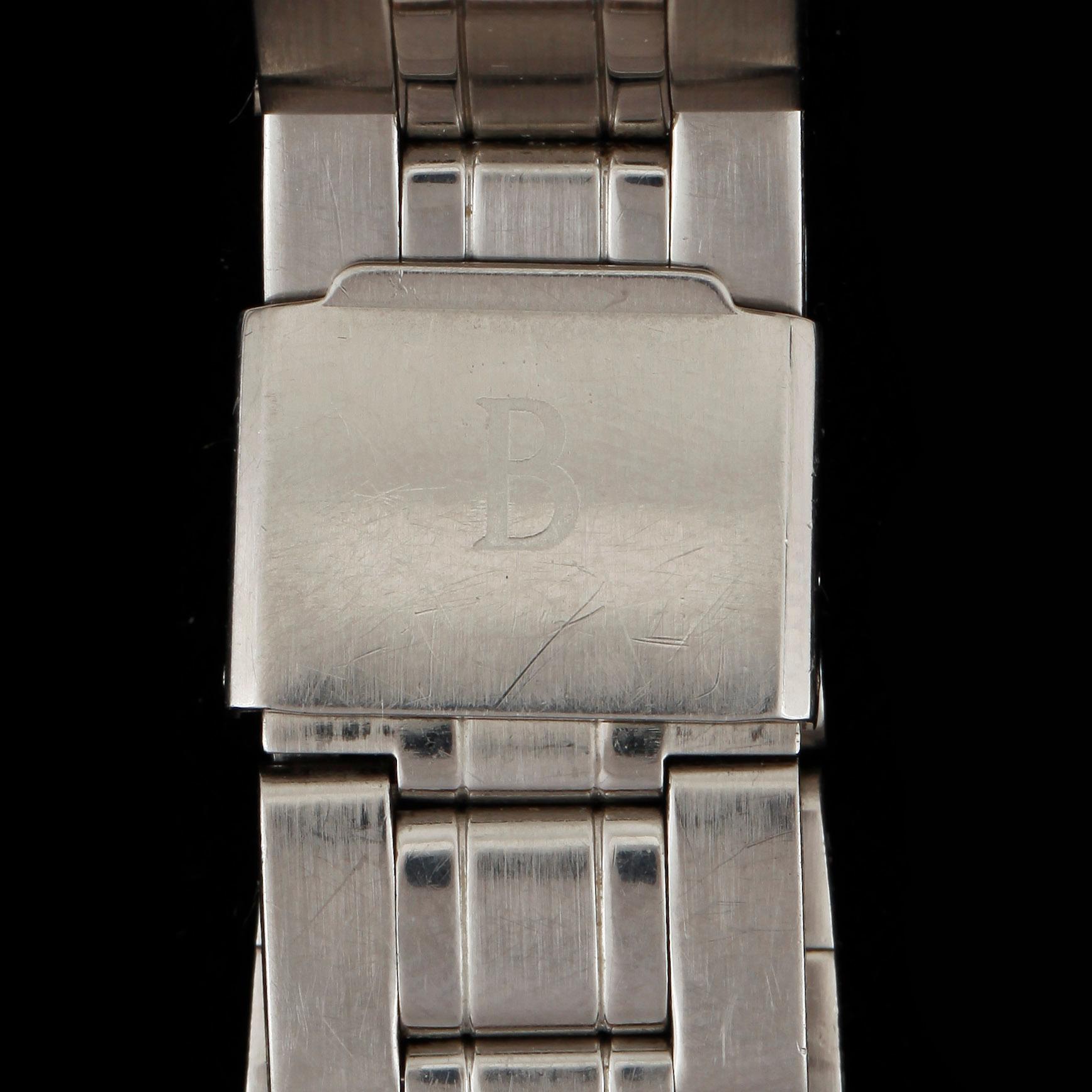 ARMBANDSUR, herr, Bucherer, stål, sent 1900-tal.