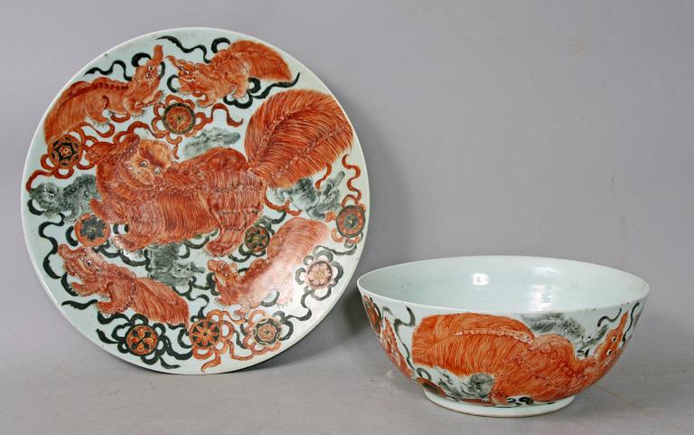 FAT samt SKÅL, porslin, Kina 1800-tal.