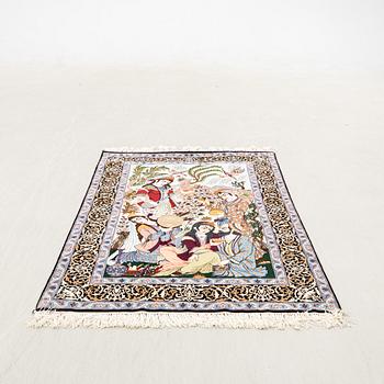 Isfahan rug, figural semi-antique, approx. 160x106 cm.