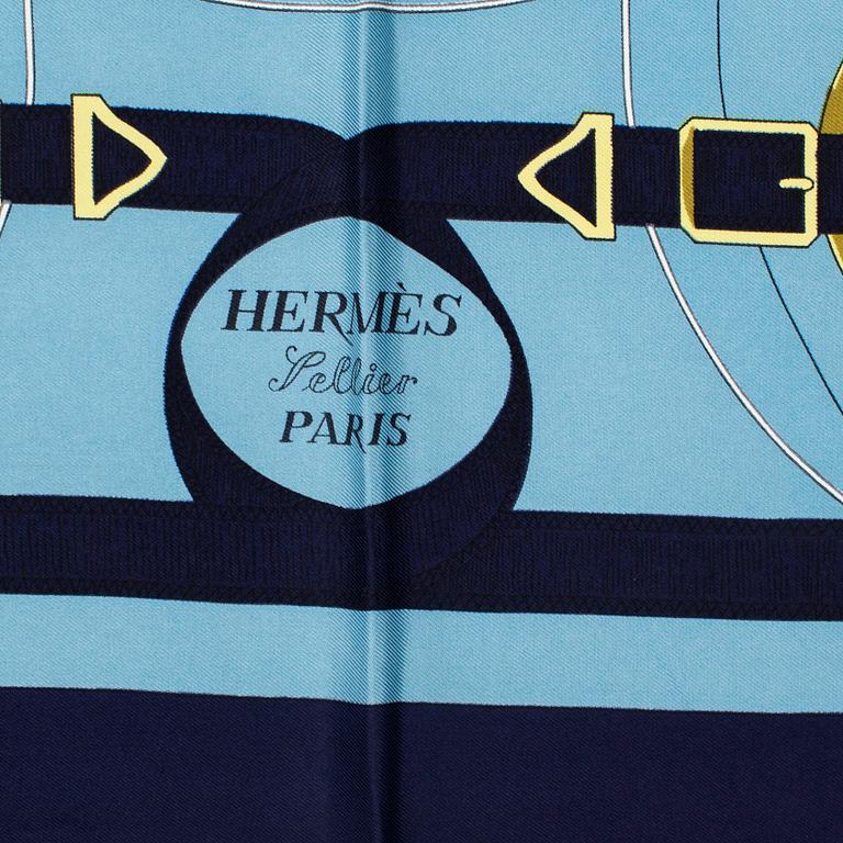 HERMÈS, scarf, "Eperons d'Or" Henri D'origny, 1989.