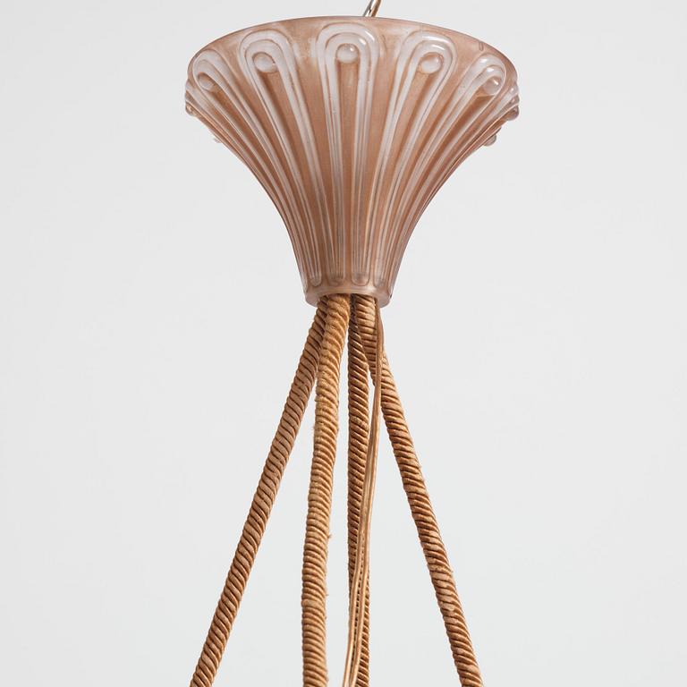 René Lalique, taklampa, formgjutet glas, "Dahlias", Frankrike 1920-30-tal.