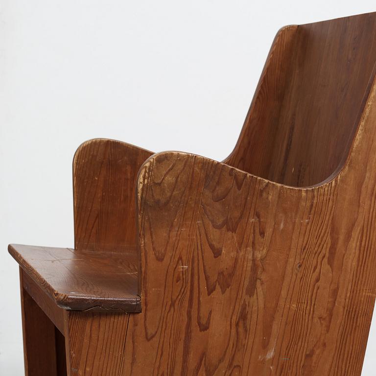 Axel Einar Hjorth, a stained pine "Lovö" rocking chair, Nordiska Kompaniet, 1930's.