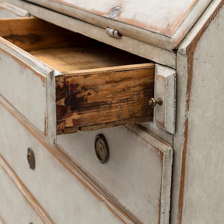 A painted secretaire, 18th Century.
