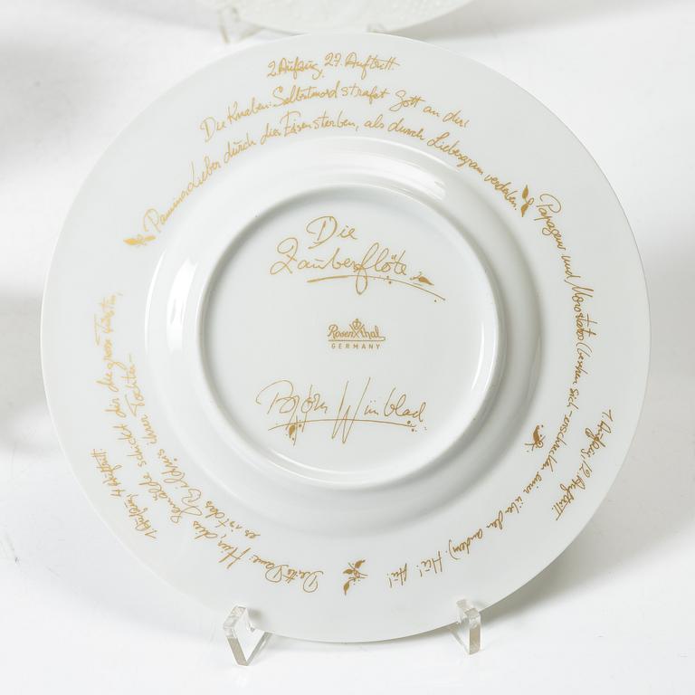 Björn Wiinblad, 19 pieces of a 'Die Zauberflöte' porcelain service, Rosenthal, Germany.
