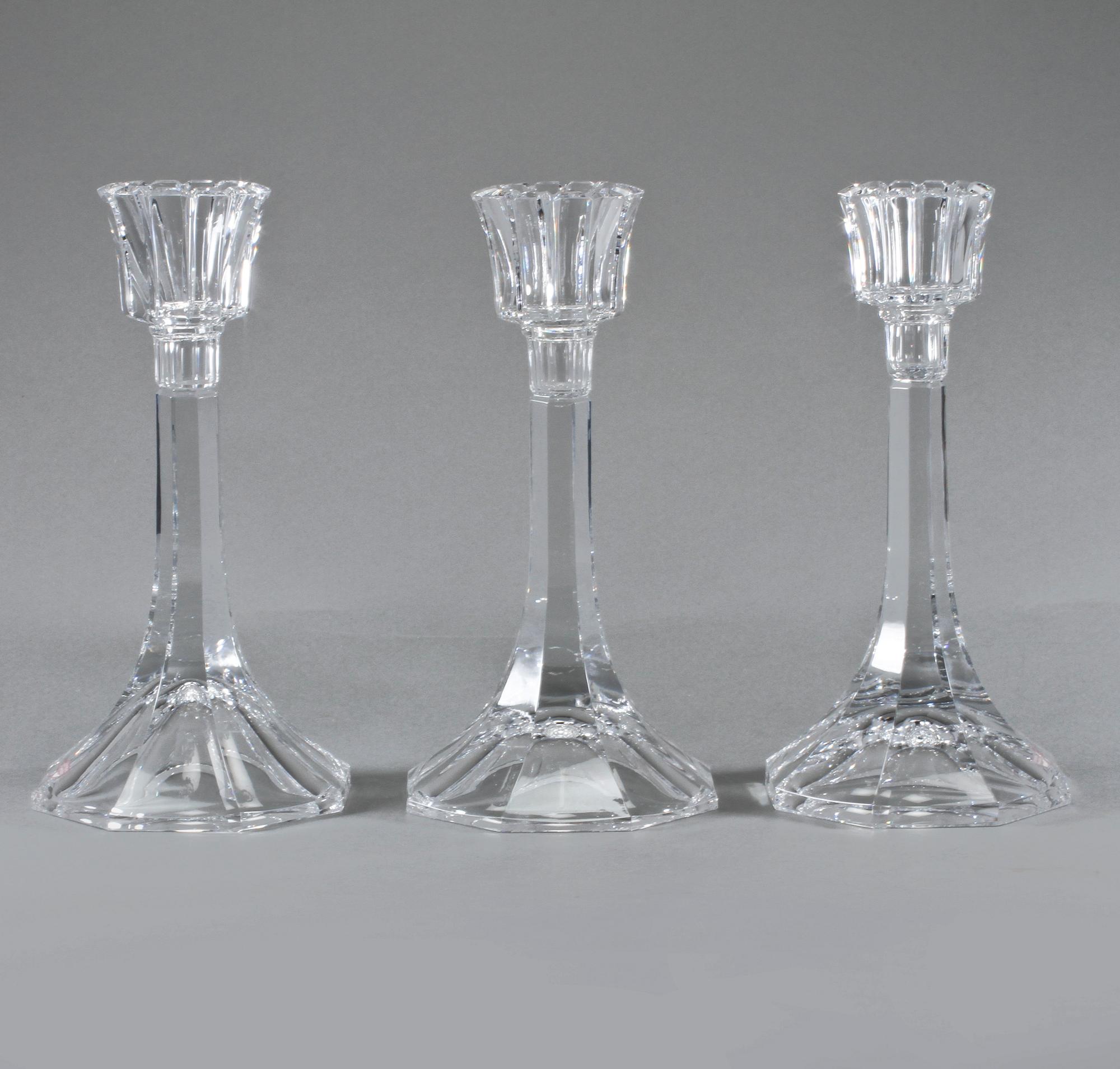 LJUSSTAKAR, 3 st, glas, Gunnar Cyrén, Orrefors, signerade och numrerade, 1900-talets slut.