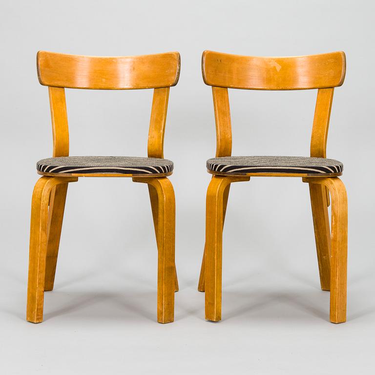 Alvar Aalto, tuoleja, 4 kpl, malli 69, O.Y. Huonekalu- ja Rakennustyötehdas A.B, 1930/40-luku.