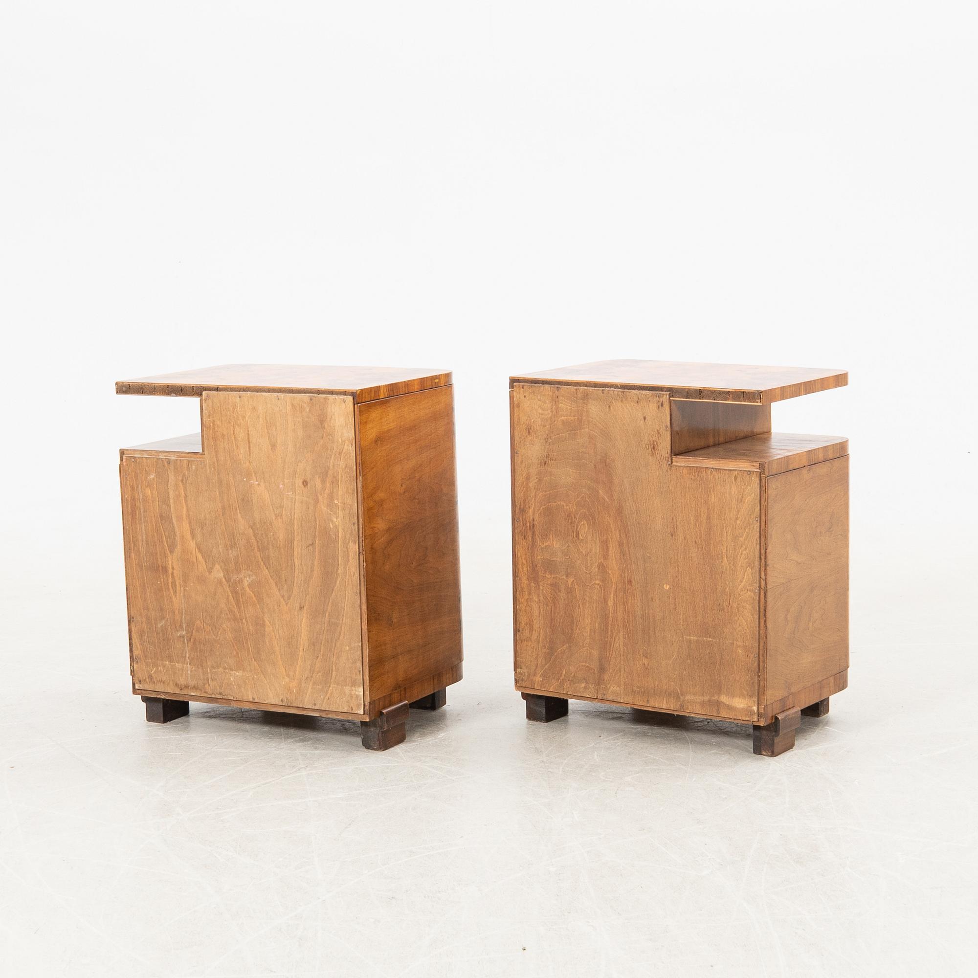 Bedside tables, a pair, Art Deco, first half of the 20th century.