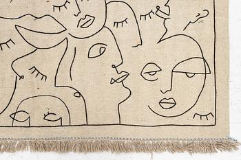 A hand-embroidered Kelim carpet, 203 x 148 cm.